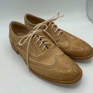 Jaro Vega Sz 9.5 Oxford shoes Perforated Leather shoes Flats Beige Tan Brown